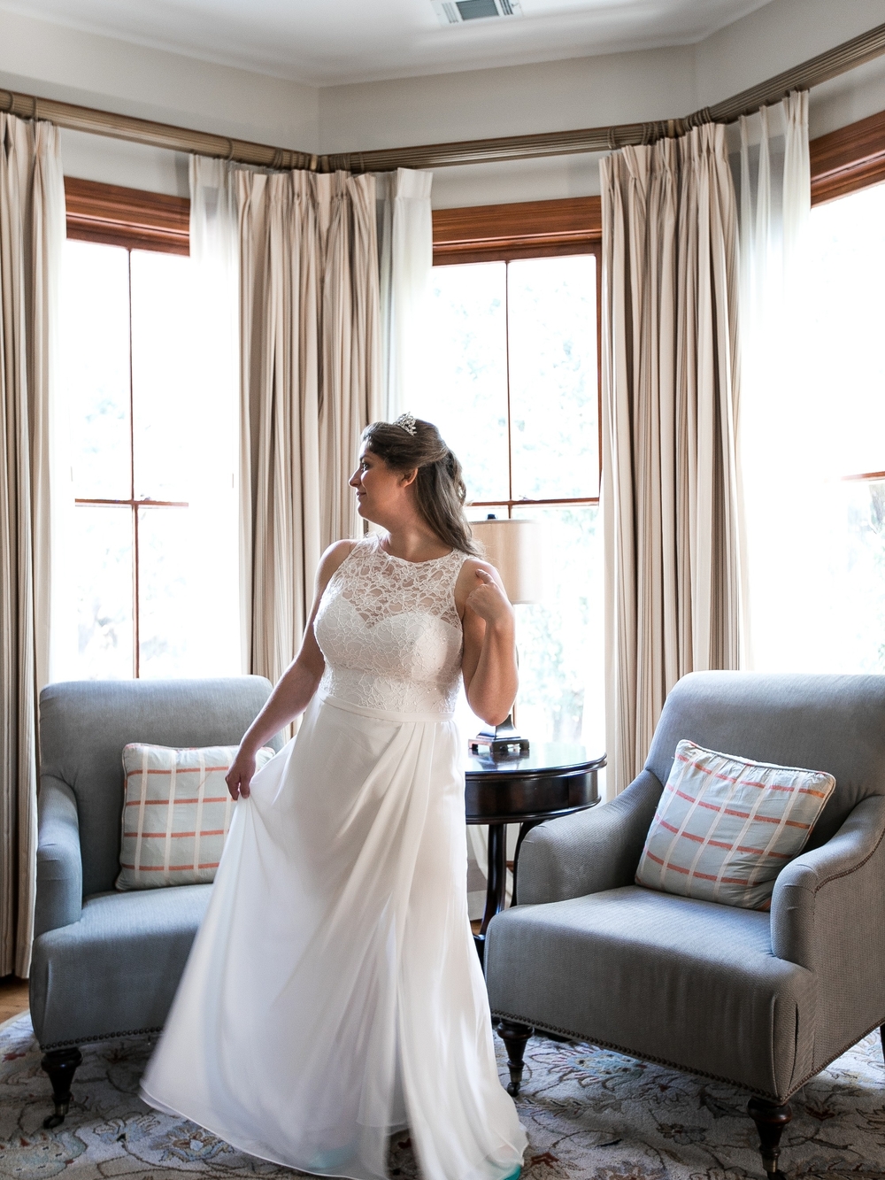 Elegant Lace Bodice White Bridal Gown